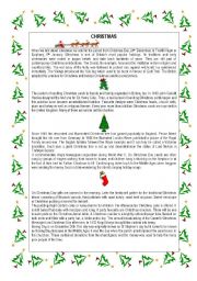 English Worksheet: CHRISTMAS TRADITIONS TEXT AND A CAROL 
