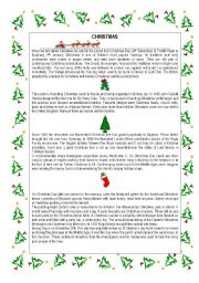 English Worksheet: CHRISTMAS TRADITIONS TEXT AND A CAROL 