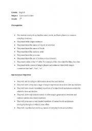 English worksheet: lesson plan