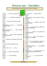 English Worksheet: GRAMMAR QUIZ --- QUANTIFIERS