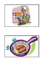 English Worksheet: kitchen verbs, flashcards