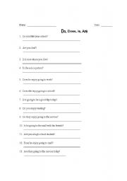 English Worksheet: Verb - BE form- Is, Are, Does, Do