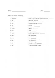 English worksheet: Prefixes