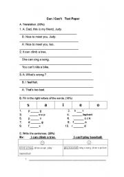 English worksheet: Weekly test form for the Ss who are learning English as a foreign language in elementary level