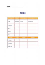 English Worksheet: verb to be 