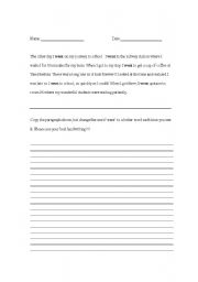 English Worksheet: Overuse of went