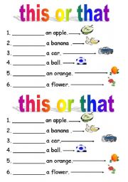 English Worksheet: this or that 