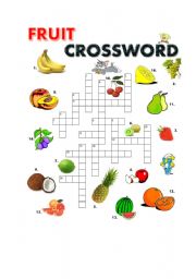 English Worksheet: Fruit Crossword