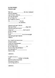 English worksheet: Katie Perry I kissed a girl
