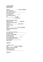 English Worksheet: Katie Perry I kissed a girl