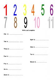 English worksheet: What colours are the numbers?