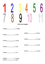 English worksheet: What number is colour...?