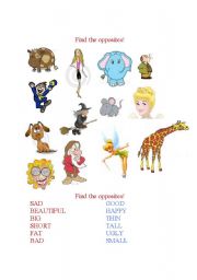 English Worksheet: Find the opposites