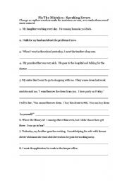 English Worksheet: Fix the Mistakes - Speaking