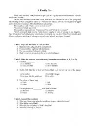 English worksheet: A Family Car