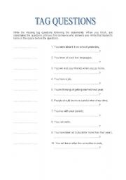 English worksheet: Tag questions