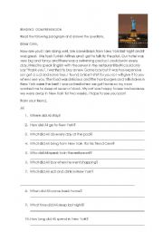 English Worksheet: My New York Trip