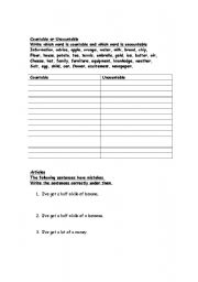 English worksheet: Countable or uncountable practise