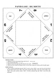 English Worksheet: Cootie Catcher: Paper game