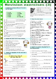 English Worksheet: Revision Exercises (3)