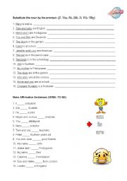 English Worksheet: SUBJECT PRONOUNS+ TO BE