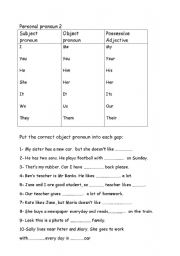 English Worksheet: personal pronoun2