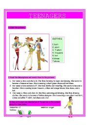 English Worksheet: Teenagers-clothes and descriptions