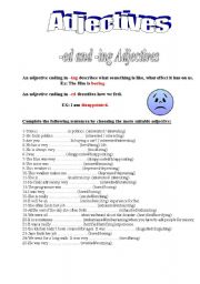 English Worksheet: -ed and -ing adjectives
