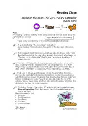 English Worksheet: The Very Hungry Caterpillar - READING CLASS