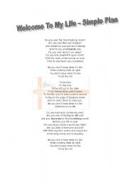 English worksheet: Simple Plan - Welcome To My Life