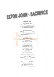 English worksheet: Elton John - Sacrifice