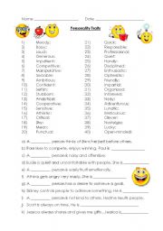 English Worksheet: Personality traits (40)