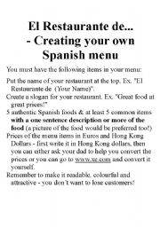 English Worksheet: Spanish/English - Restaurant