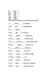 English worksheet: Past principle practise with the verb to be