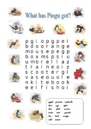 English Worksheet: PINGU WORDSEARCH