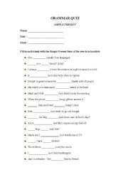 English worksheet: Present Simple