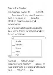 English worksheet: Trip to the Markets