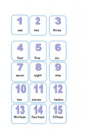 English Worksheet: Numbers 1-20 - flashcards / set