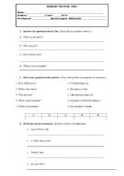 English Worksheet: Written test