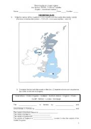 English Worksheet: UK map