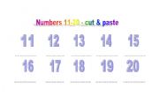 English worksheet: Numbers 11-20 - cut & paste