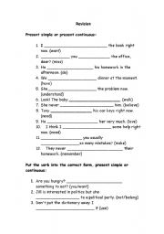 English worksheet: Present Simple Vs. Present Progressive