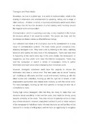 English Worksheet: Teens and Press Media