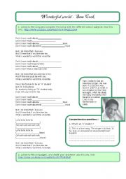 English Worksheet: song school subjects - Wonderful world (Sam Cooke)