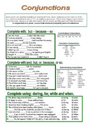 English Worksheet: Conjunctions