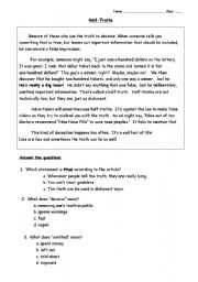 English Worksheet: Unseen = reading comprehension exsercise