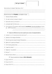 English Worksheet: about Canada