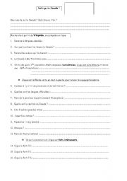 English worksheet: about Canada