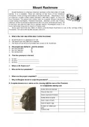 English Worksheet: Mount Rushmore
