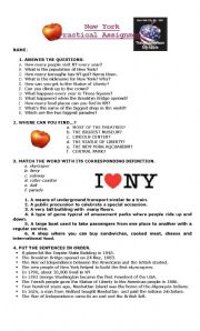 English Worksheet: New York Test
